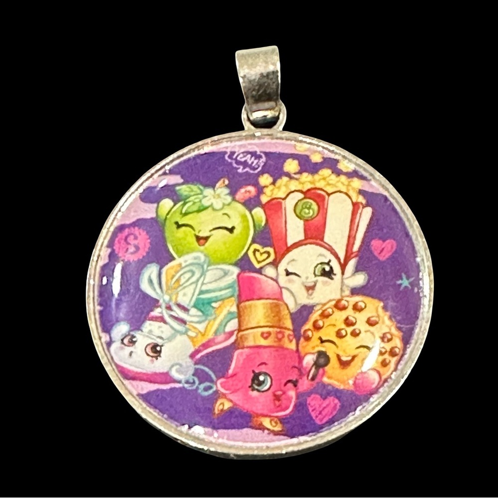 Shopkins Pendant Silver Tone Purple Multi Color 2013 Moose